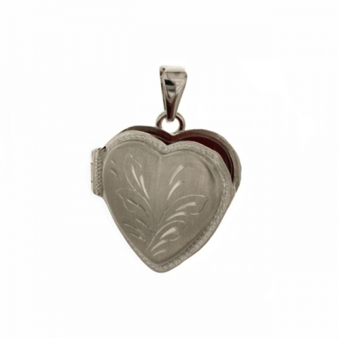 18k White Gold Heart Pendant Photo Frame