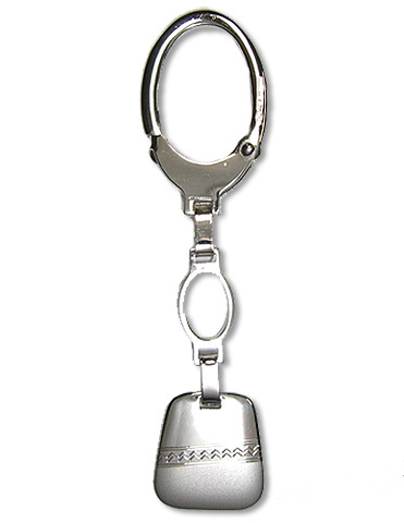 Portachiavi in oro bianco 18kt  con piastrina mezza satinata