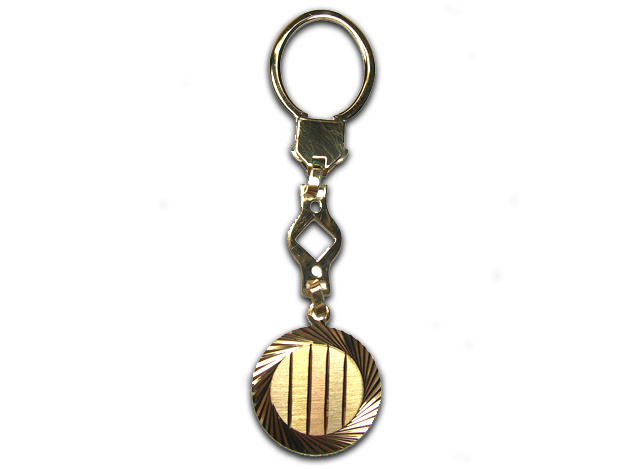 Portachiavi in oro giallo 18kt con piastrina tonda a 3 colori