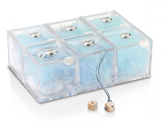 Set bomboniere ciondolo dadino bimbo argento Le Bebè da 6 scatoline in plexiglass