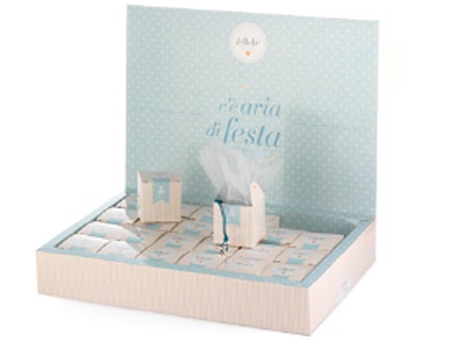 Set bomboniere ciondolo Le Bebè da 12 scatoline con dadini in argento 925 bimbo