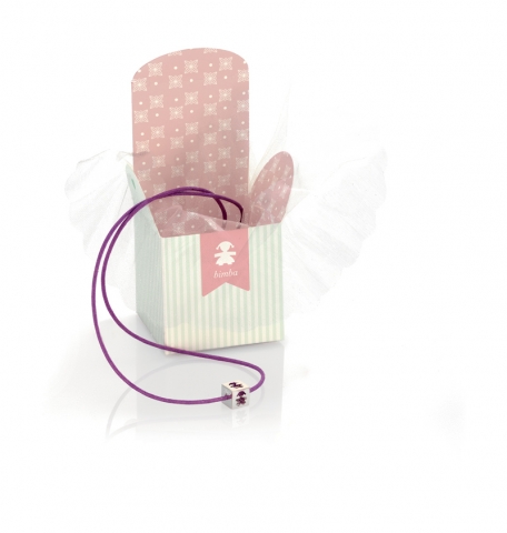 Set bomboniere ciondolo Le Bebè da 24 scatoline con dadini in argento 925 bimba