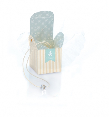 Set bomboniere ciondolo Le Bebè da 24 scatoline con dadini in argento 925 bimbo