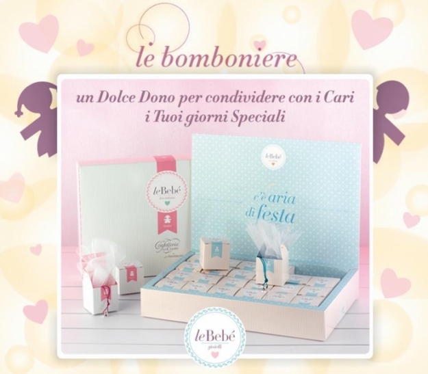 Set bomboniere ciondolo Le Bebè da 24 scatoline con dadini in argento 925 bimbo