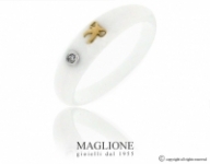 GioielleriaMaglione.it - Dalù ring in ceramic and white or yellow gold bow with natural diamond