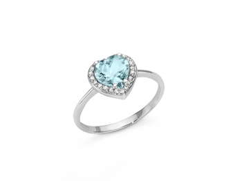 GioielleriaMaglione.it - 18K White Gold with Aquamarine and Natural Diamond Ring MILUNA