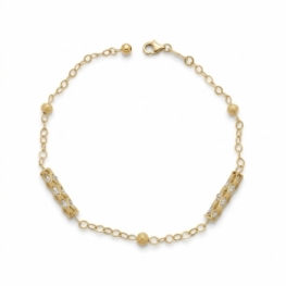 GioielleriaMaglione.it - Bracciale Donna morbido bacchette e pallini in oro giallo 18kt