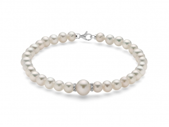 GioielleriaMaglione.it - 18K White Gold whit White Pearls and Diamonds Bracelet MILUNA