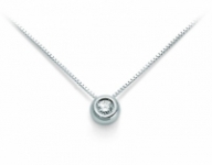 GioielleriaMaglione.it - 18K White Gold 0.10ct Natural Diamond Solitaire Pendant Necklace