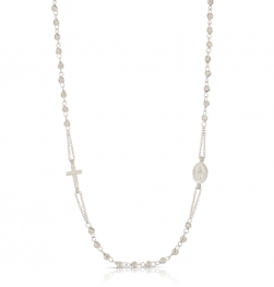 GioielleriaMaglione.it - Collana Rosario Unisex a giro con grani sfaccettati in oro bianco o giallo 18kt 50 cm