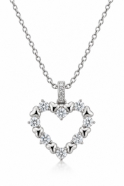 GioielleriaMaglione.it - Girocollo con Cuore Sidera con Moissanite certificata da 1.54ct in Argento 925% rodiato bianco
