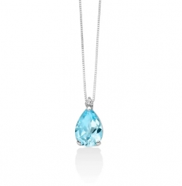 GioielleriaMaglione.it - Girocollo Miluna con Topazio azzurro e Diamante naturale in oro bianco 18kt CLD3466