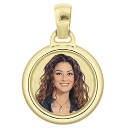 GioielleriaMaglione.it - Medaglia foto personalizzabile mod. tcb5.1 oro giallo 18kt tondo bombato piccolo