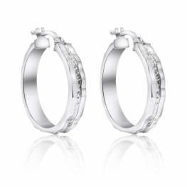 GioielleriaMaglione.it - Orecchini a cerchio canna rettangolare in oro bianco 18kt