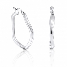 GioielleriaMaglione.it - Orecchini a cerchio ondulati in oro bianco 18kt