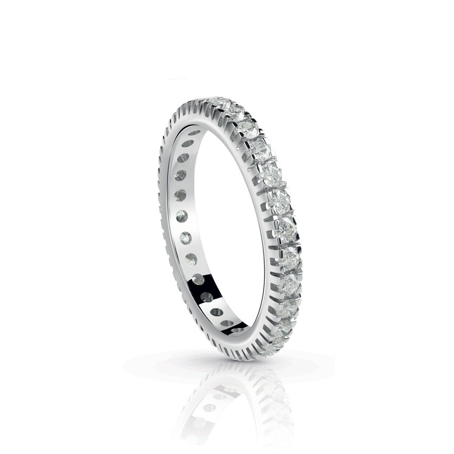 Anello Mignolo Donna In Zirconia Cubica - Placcato Oro Bianco, Design Geometrico - Regalo Fidanzamento